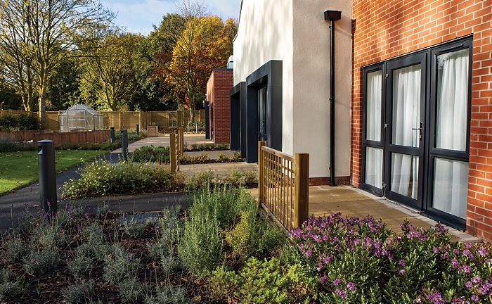 dementia village exterior. Richmond Willaston. Cheshire. United Kingdom.