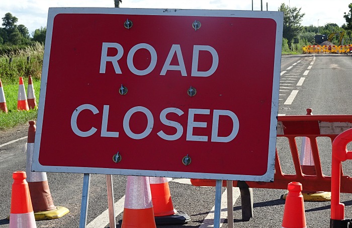 HGV - Road closure sign - Signage close to Colleys Lane-Middlewich Road junction