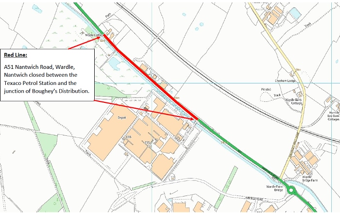 A51 at Wardle to be closed for 16 WEEKS says council