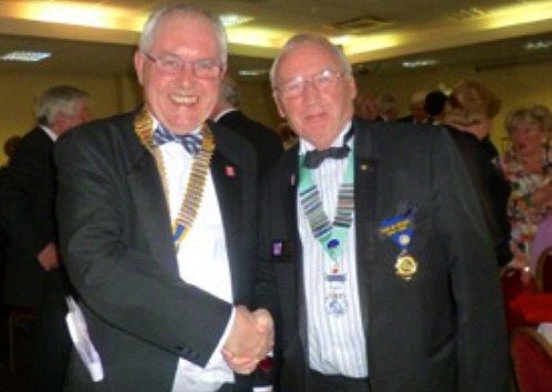 Rotary Club of Nantwich President Tony Coxhill with District Governor Les Wilson