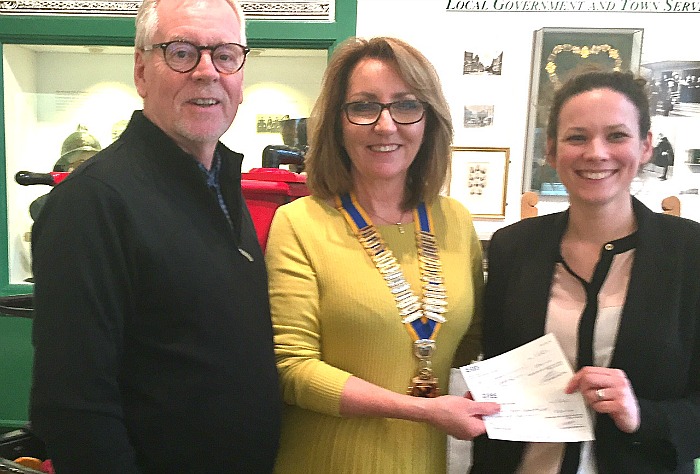donation - Rotary presentation 2017 ltor Nick Dyer Chair Nantwich Board of Trustees, Christine Crowe President Rotary Club of Nantwich and