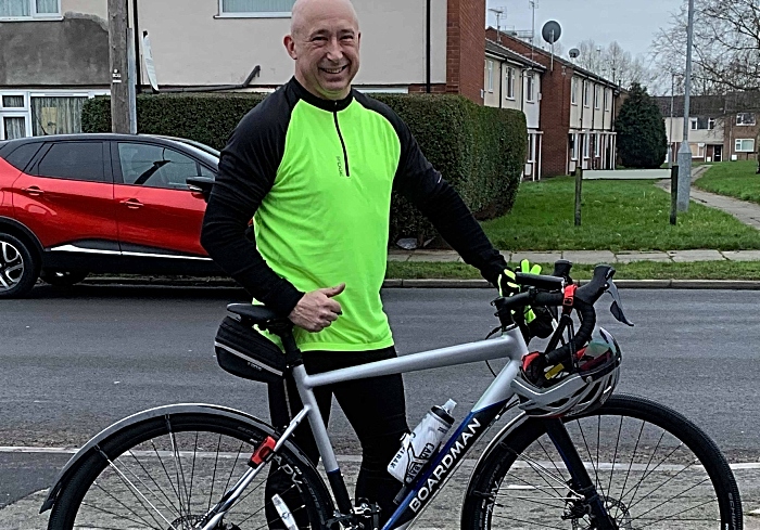 Roy Price with new bicycle - Land's End to John O'Groats