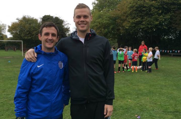 Ryan Shawcross and FA coach Andy Somers