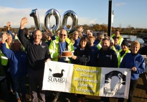 Canal volunteers in Nantwich celebrate 100th work party