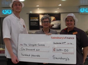 Wingate Centre in Wrenbury donated £1,600 from Sainsbury’s cheese!