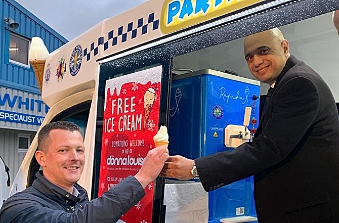 Sajid Javid visits Whitby Morrison in Crewe - ice cream vans