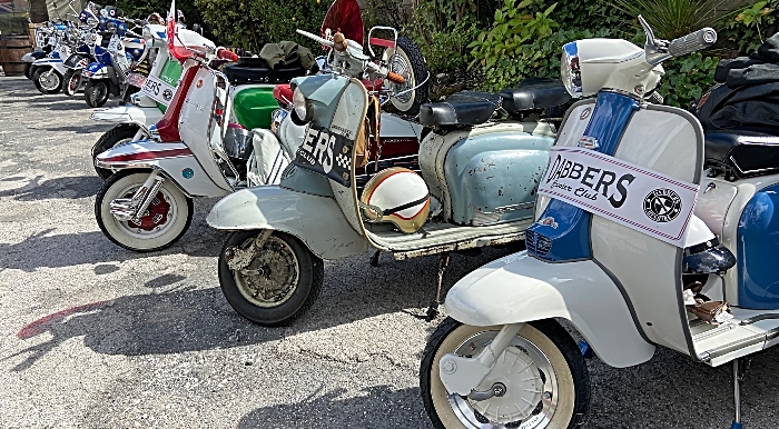 Scooters on display at The Railway Hotel