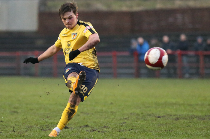 Sean Cooke hit the post with this free kick