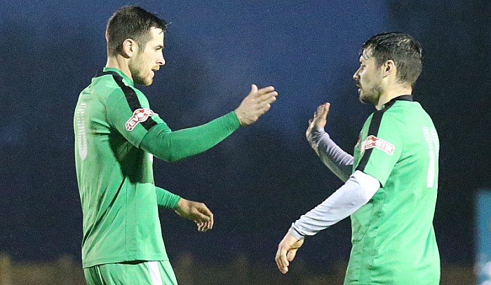 Second Nantwich goal against Shaw Lane - Matt Bell celebrates with Danny Griggs