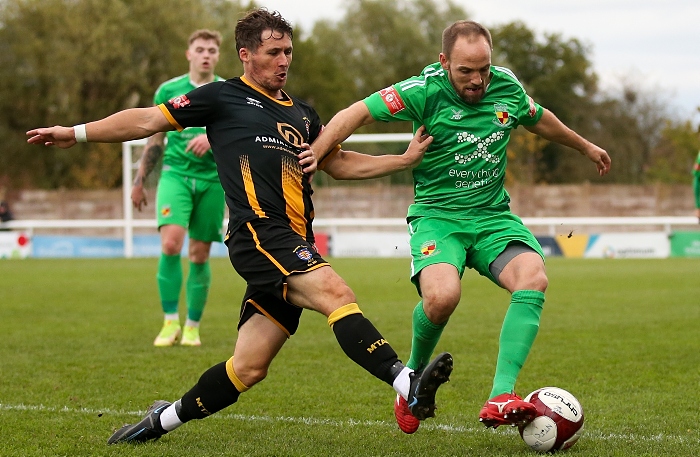 Second-half - David Vaughan on the ball under pressure from Morpeth (1)