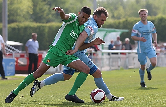 Second-half - Man of the Match Troy Bourne challenges for the ball (1)