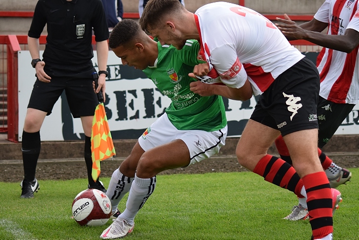Second-half - Troy Bourne defends the ball close to full-time (1)