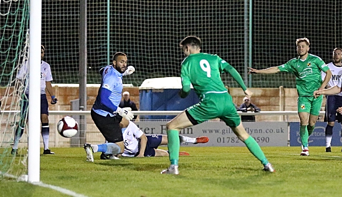 Second-half - first Nantwich Town goal - Joe Malkin scores after a driving run from David Webb (1)