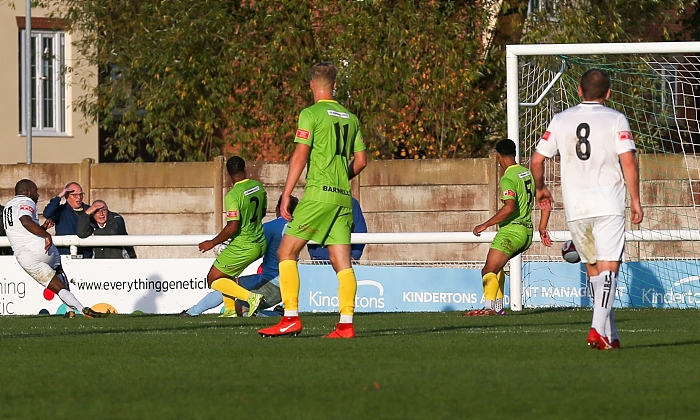 Second-half - second Nantwich goal - Joe Mwasile fires home to give The Dabbers the lead (1)