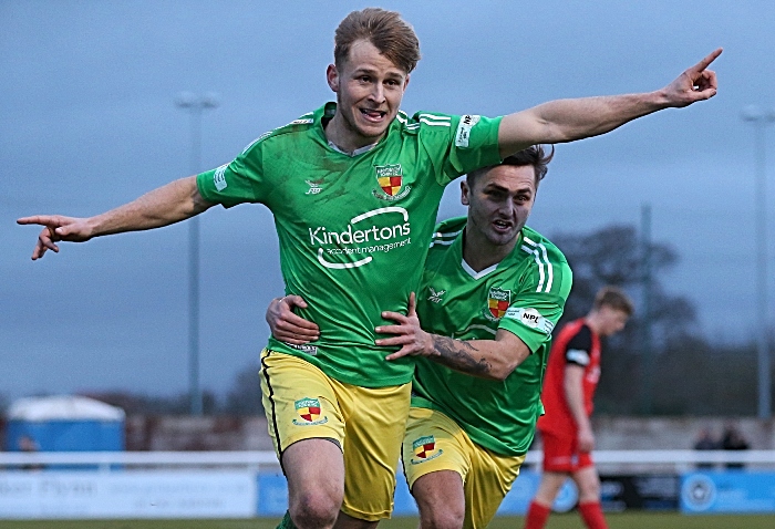 Second-half - third Nantwich Town winning goal - David Webb celebrates his goal (1) (1)