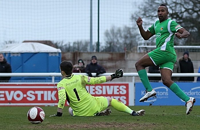 Second-half - third Nantwich goal - debut Nantwich Town goal for Ricardo Fuller