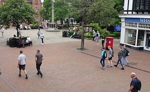 Shoppers in Nantwich town centre