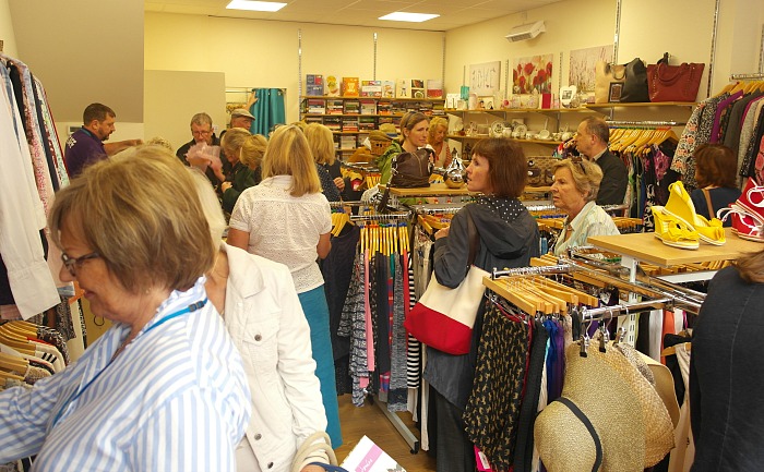 Shoppers in new St Luke's Hospice charity shop in Nantwich