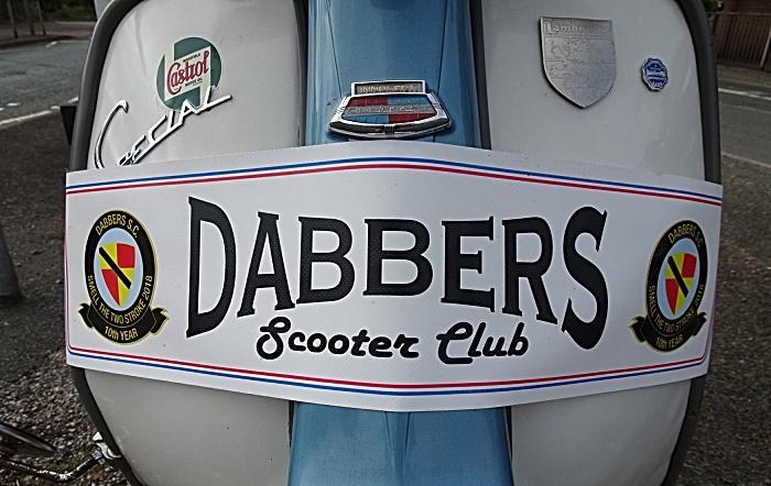 Smell The 2 Stroke - Dabbers Scooter Club logo on a scooter (1)