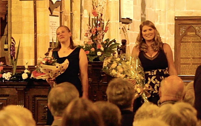 Soprano Jessica Thayer and pianist Sally Birkett take a bow