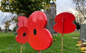 Remembrance visual poppies display at St Mary’s Church in Acton