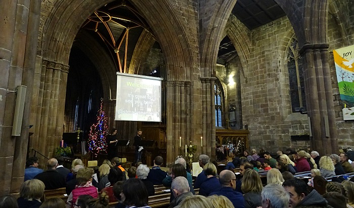 St Mary's Church Nantwich - interior - crib service musicians