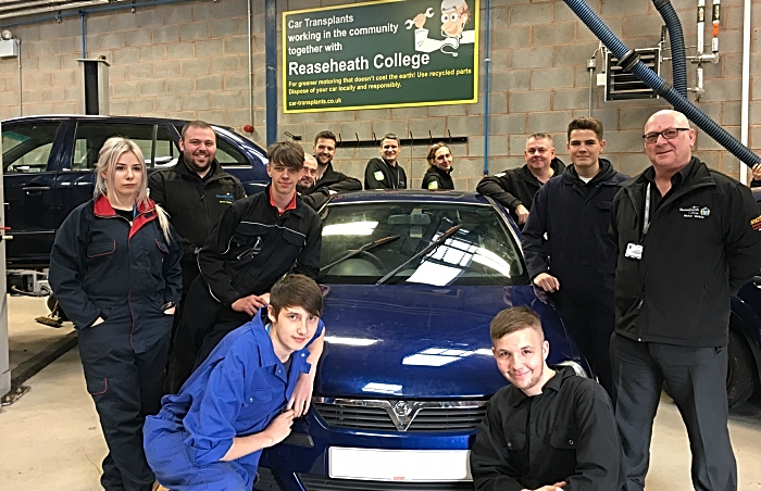 Staff and students with Car Tranplants vehicle 1