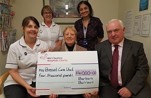 Nantwich patient raise £4,000 for Breast Care Unit team