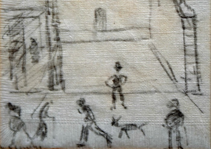 The Old Handball Court, LS Lowry tissue sketch sold at nantwich auction