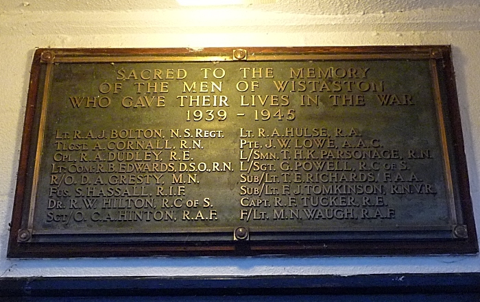 The permanently illuminated WW2 plaque above Wistaston Memorial Hall’s main entrance (1)