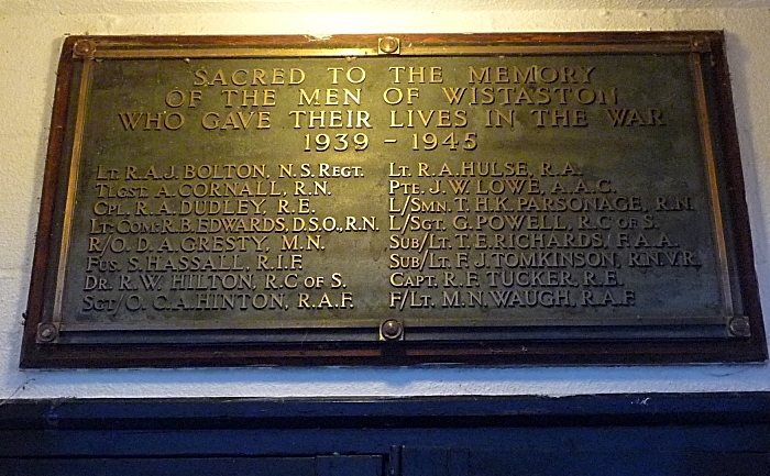 The permanently illuminated WW2 plaque above Wistaston Memorial Hall’s main entrance (1)