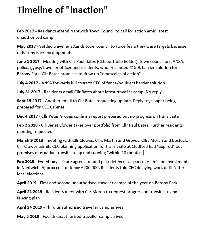 Timeline - travellers barony park