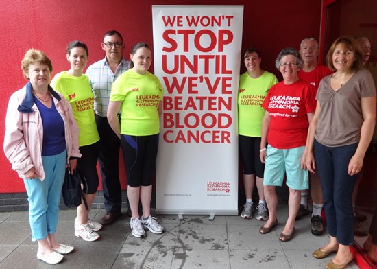 Tricia Boffey and Emma Boffey with family and supporters at Nantwich Swimming Baths