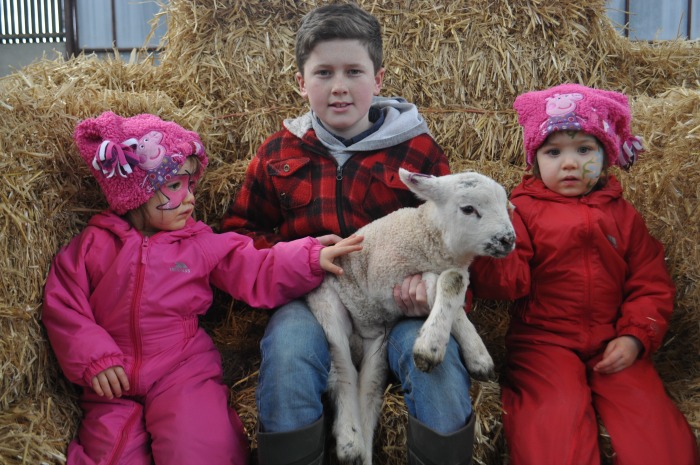 Twins Sienna and Jessica Nicoll 3  yrs from Crewe with Joe Roach