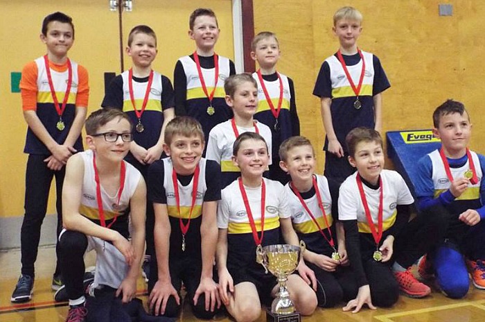 athletes - U11 boys winning team crewe and Nantwich, sportshall finals in Widnes