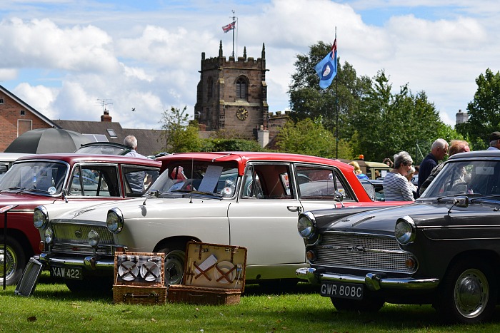 Vehicles on Audlem Playing Field after the parade