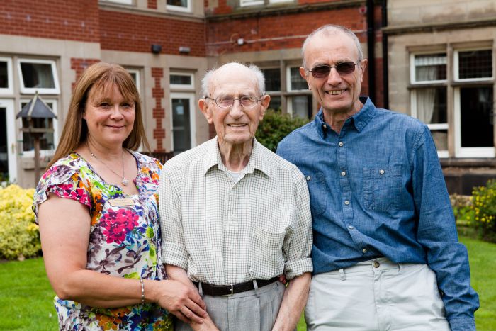 Veteran Bert Molsom (centre) with Tracey Williams and his son Bert Jnr at Corbrook Park