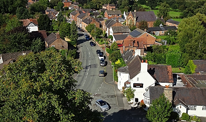 View west along Main Road from the top of Wybunbury Tower (1)