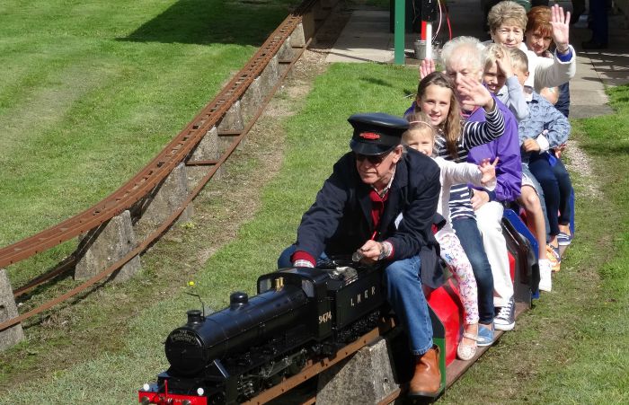 Model Engineering Society - Visitors enjoy a miniature-gauge steam train ride