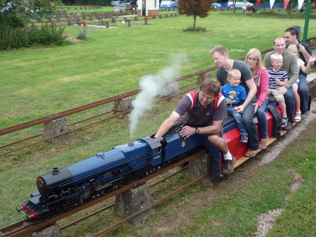 Visitors hauled by a steam train at Model Engineering Society open day