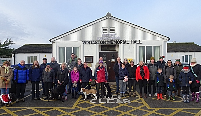 Walkers and dogs at the start at Wistaston Memorial Hall (1)