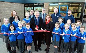 Staff and pupils at Weaver School in Nantwich celebrate new building