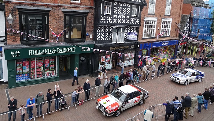 'Weaver Wander' 2016 - sports cars approach the start line on Nantwich town square