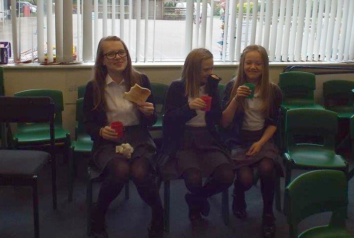 Willaston pupils with breakfast before SATs exams