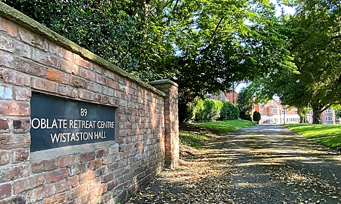 Wistaston Hall - Oblate Retreat Centre - entrance sign and driveway