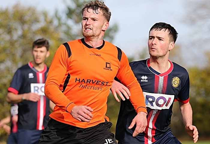 Wistaston Leopard and Square One players eye the ball (1)