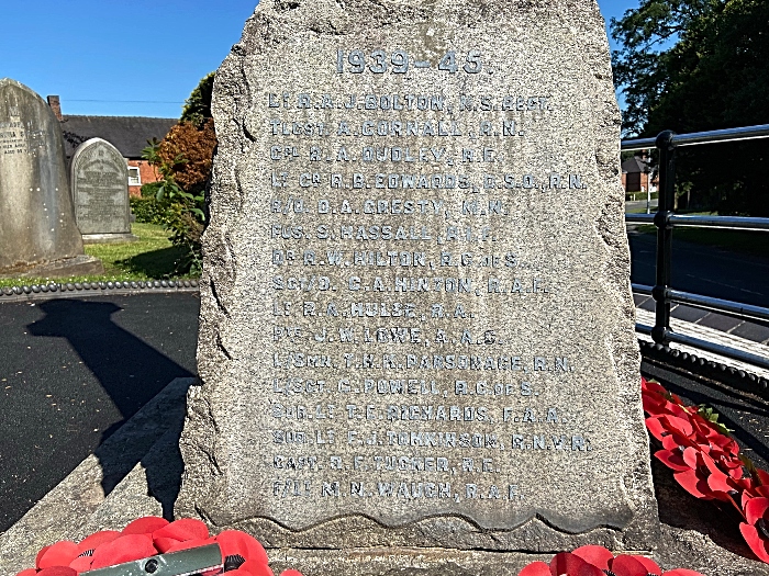 Wistaston & Rope War Memorial - Second World War inscriptions (1)
