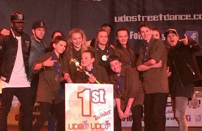 XCELL street dance crew with trophy in Blackpool