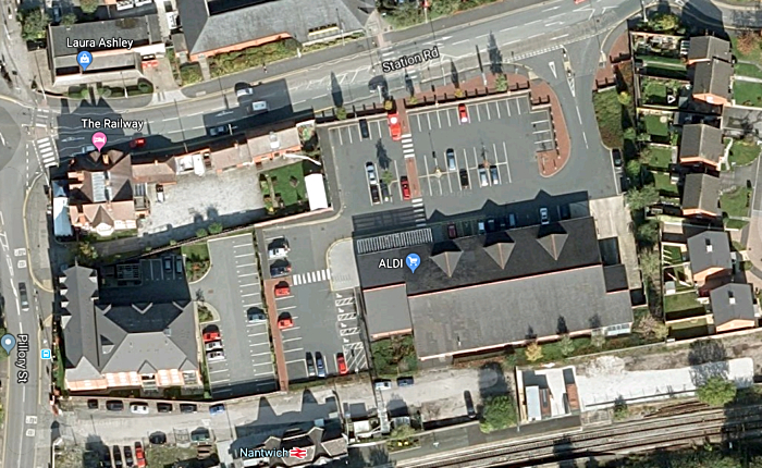 aerial view of Aldi in Nantwich pic by Google Maps