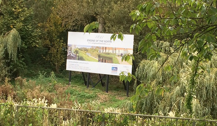 billboard on River Weaver, St Anne's development, traffic